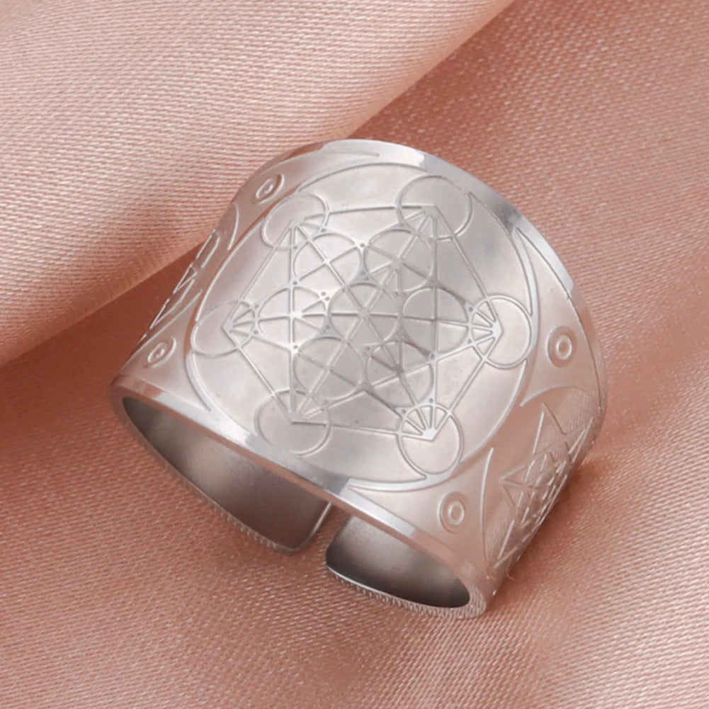 Seal of the 7 Archangels Protection Ring — Metatron Cube Lilith Solomon Amulet