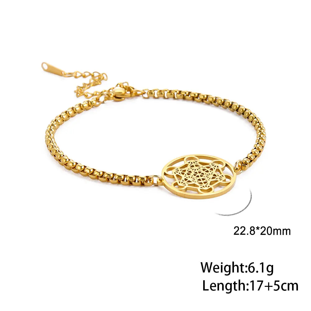 Metatron Cube Bracelet — Sacred Geometry Stainless Steel Spiritual Amulet