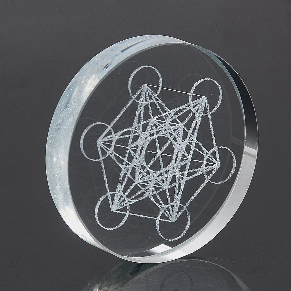 Metatron Cube Crystal Ball Stand — Sacred Geometry Wooden Altar Holder