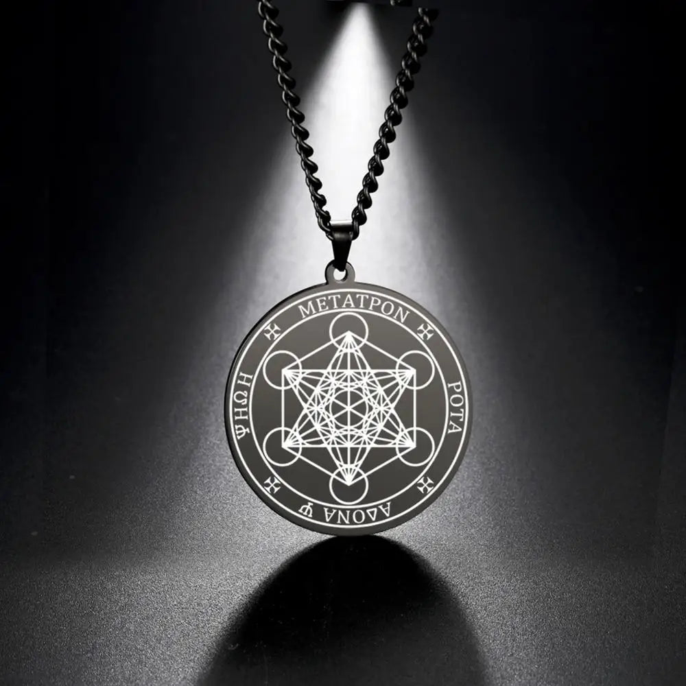 Archangel Metatron Seal Necklace — Solomon Kabbalah Amulet, Stainless Steel