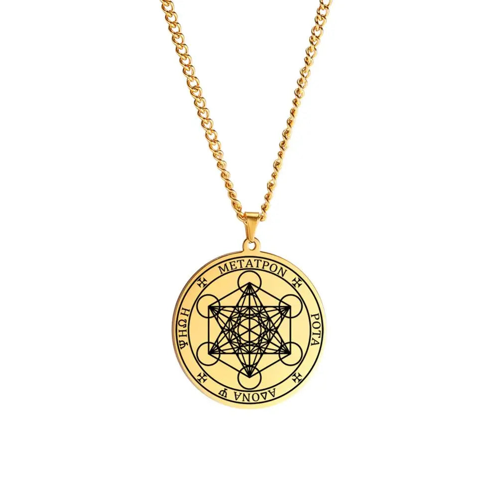 Archangel Metatron Seal Necklace — Solomon Kabbalah Amulet, Stainless Steel