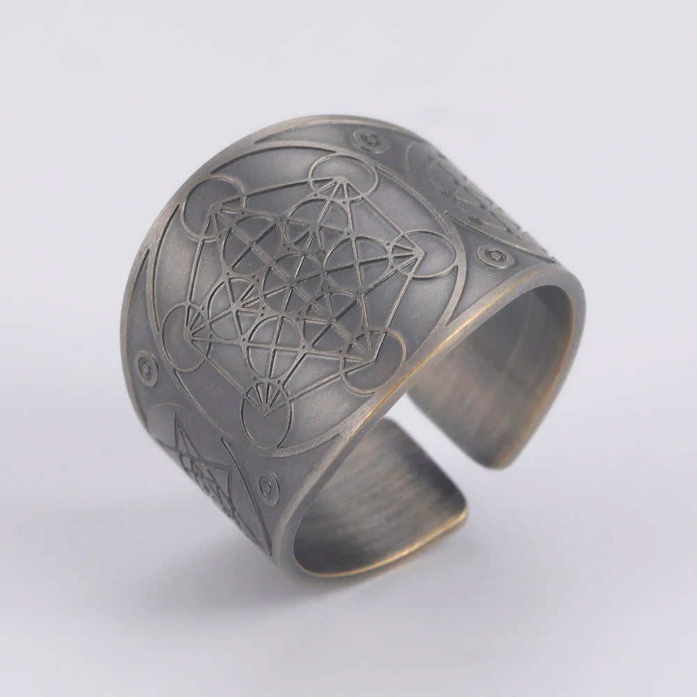 Seal of the 7 Archangels Protection Ring — Metatron Cube Lilith Solomon Amulet