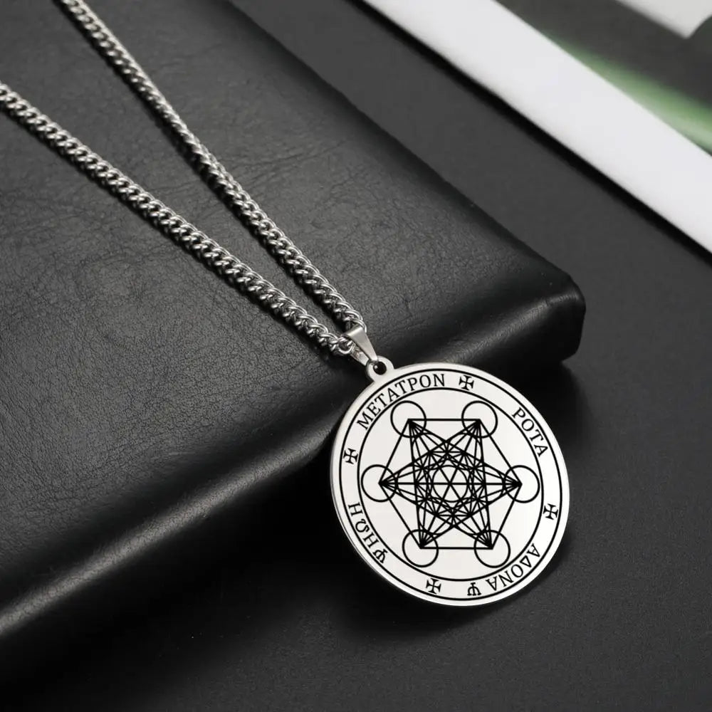 Archangel Metatron Seal Necklace — Solomon Kabbalah Amulet, Stainless Steel