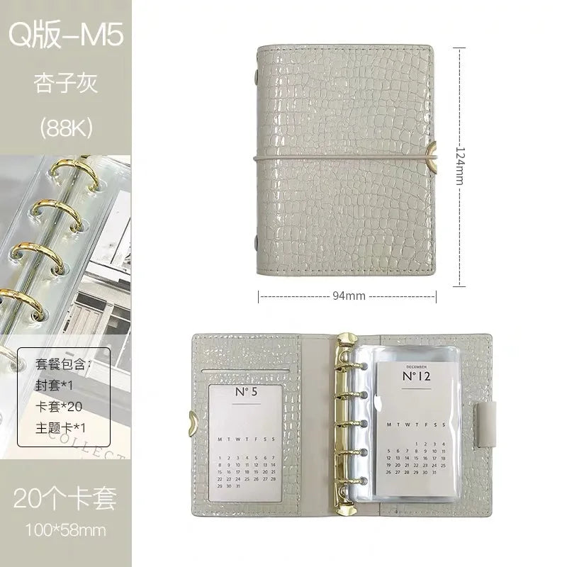 Crocodile Texture Loose-Leaf Journal — Refillable Vintage Notebook, B5/M5