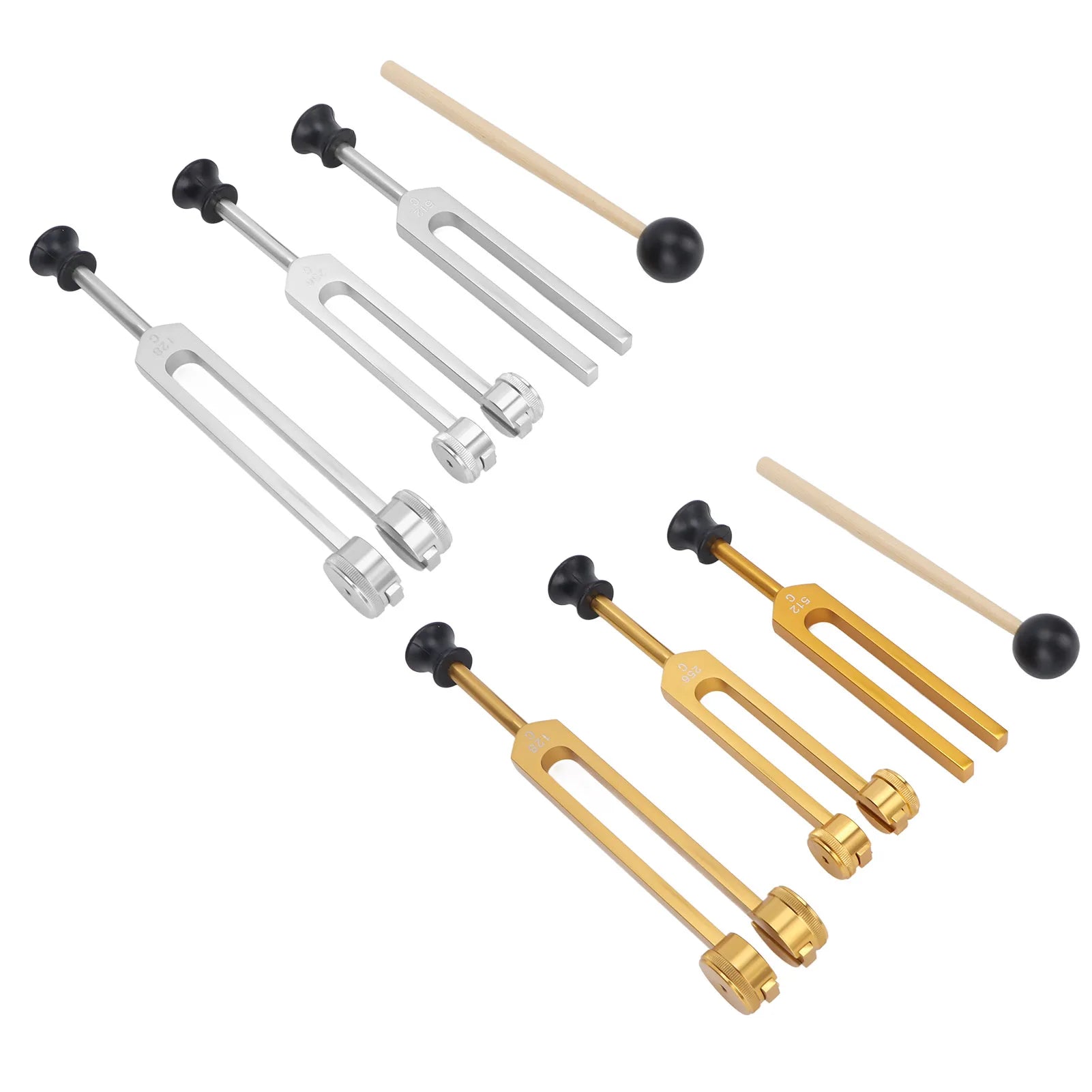 Alloy Tuning Fork Set — 128, 256 & 512Hz Frequency Healing Instruments
