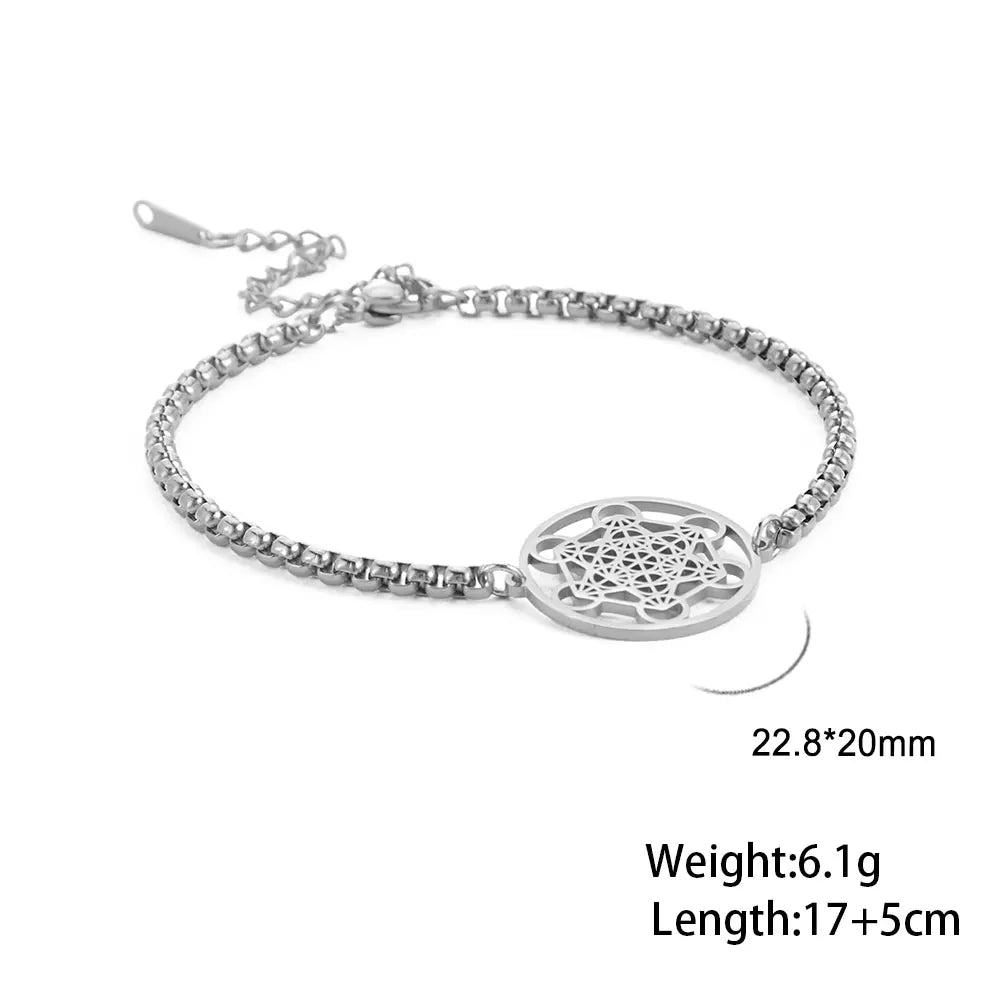 Metatron Cube Bracelet — Sacred Geometry Stainless Steel Spiritual Amulet