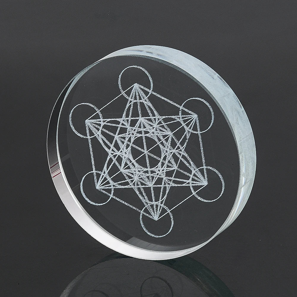 Metatron Cube Crystal Ball Stand — Sacred Geometry Wooden Altar Holder