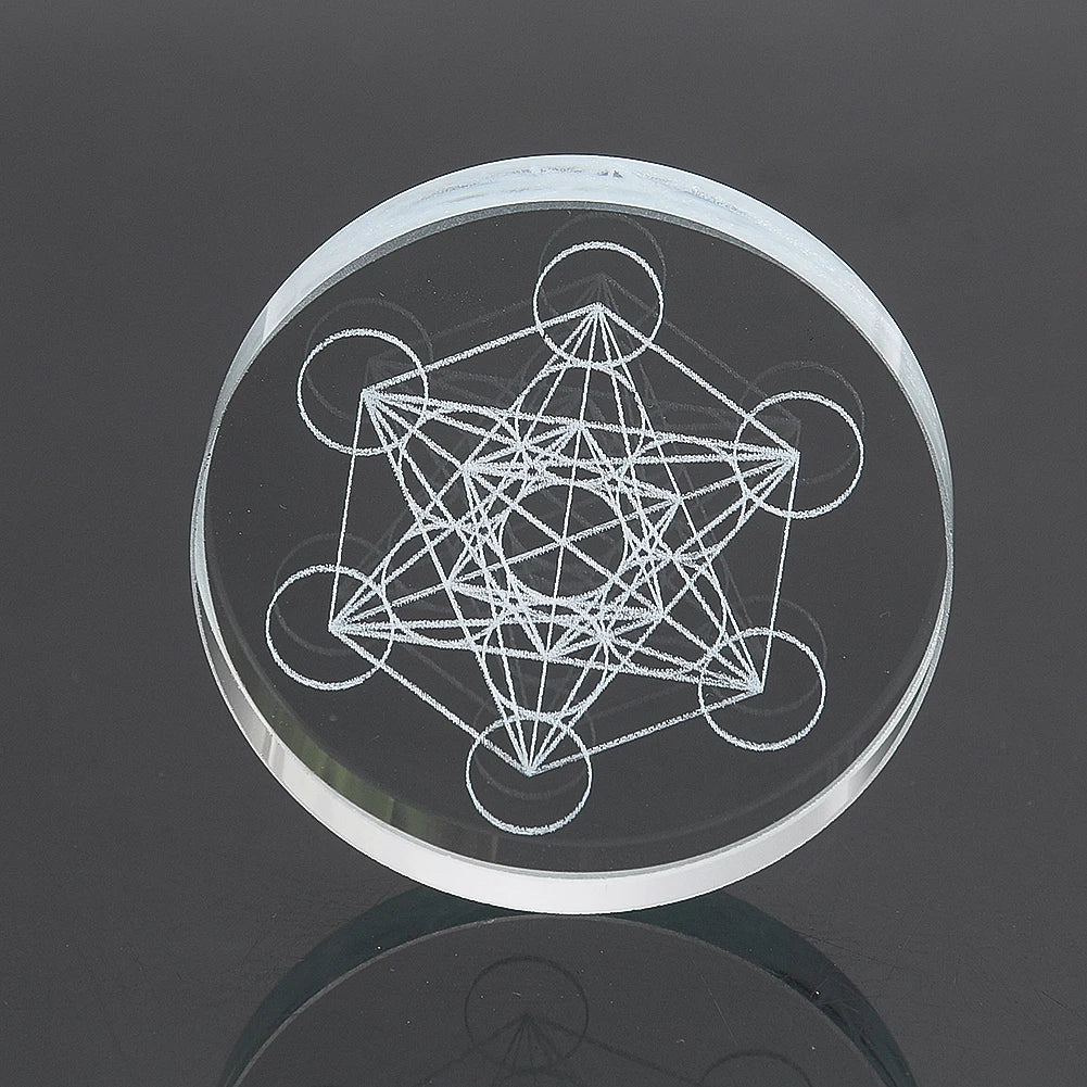 Metatron Cube Crystal Ball Stand — Sacred Geometry Wooden Altar Holder