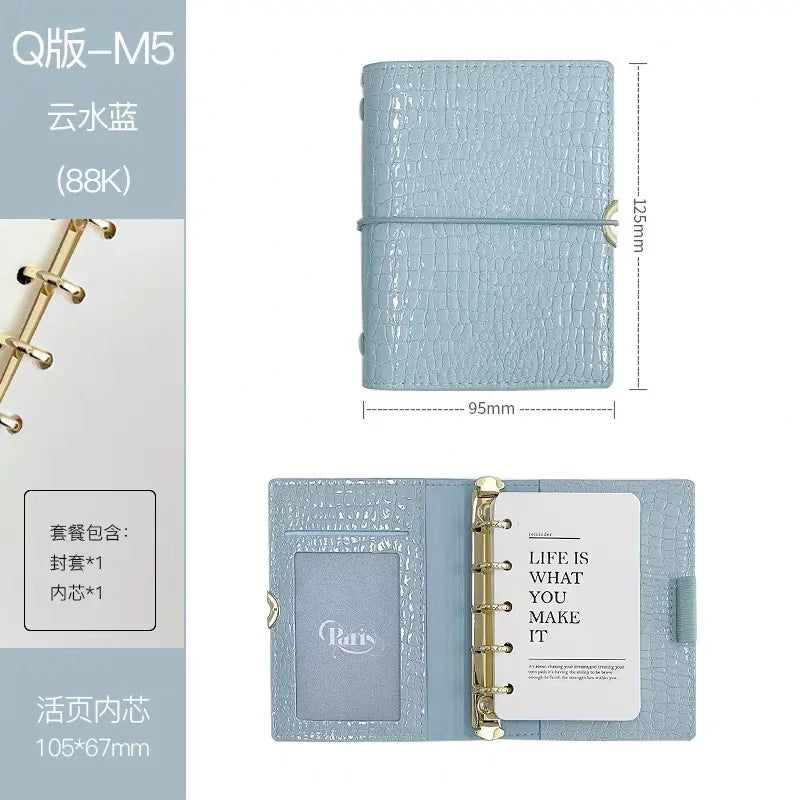 Crocodile Texture Loose-Leaf Journal — Refillable Vintage Notebook, B5/M5