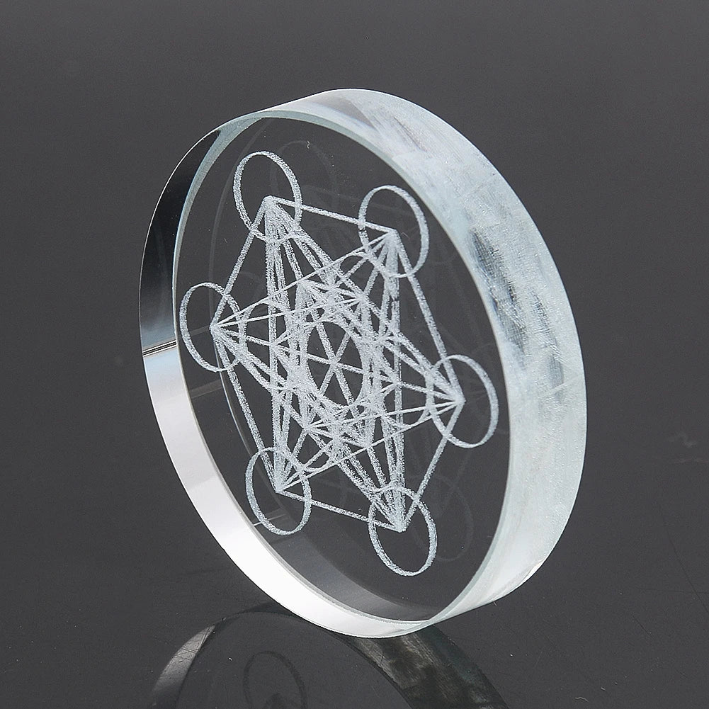 Metatron Cube Crystal Ball Stand — Sacred Geometry Wooden Altar Holder