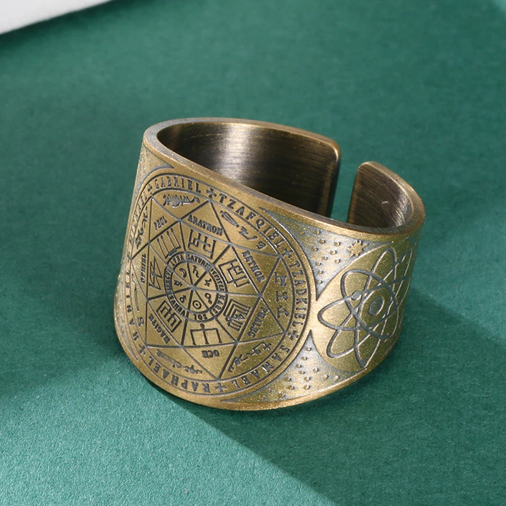 Seal of the 7 Archangels Protection Ring — Metatron Cube Lilith Solomon Amulet