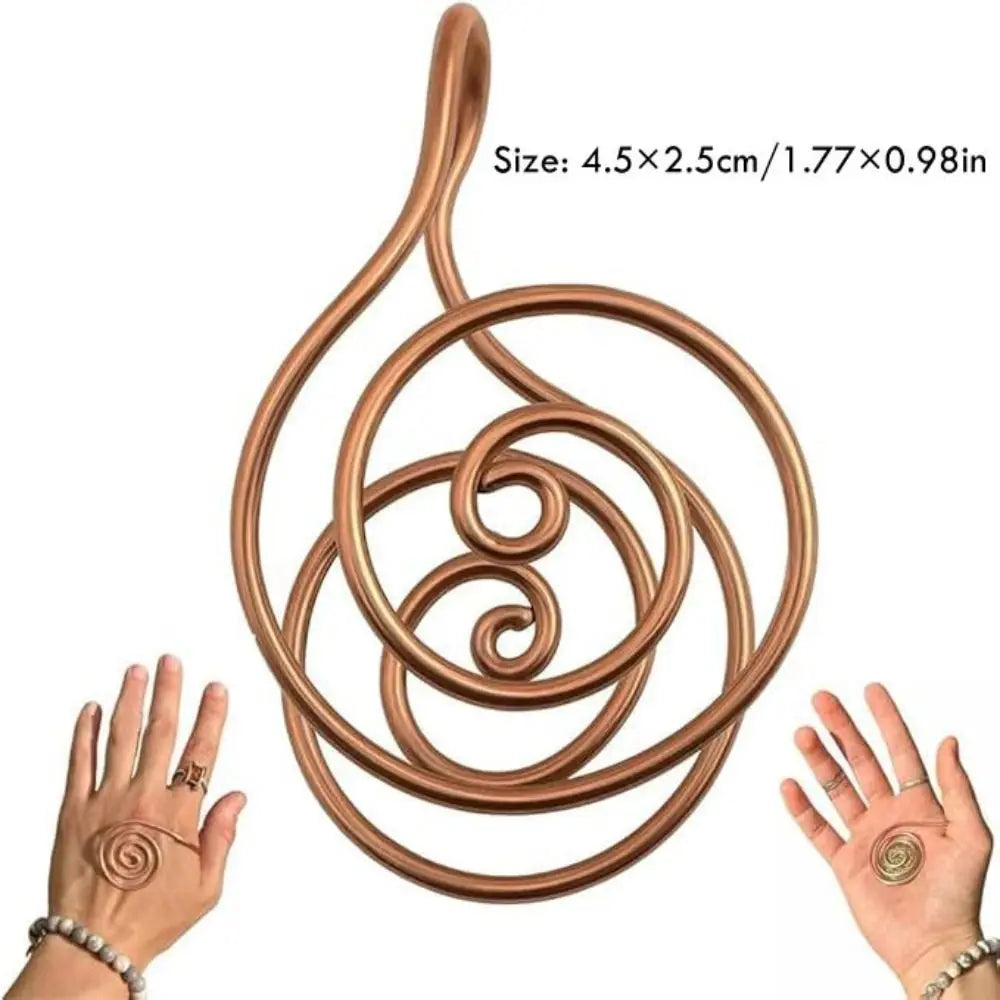 Copper Palm Reiki Spiral Ring — Energy Healing Meditation Hand Cuff