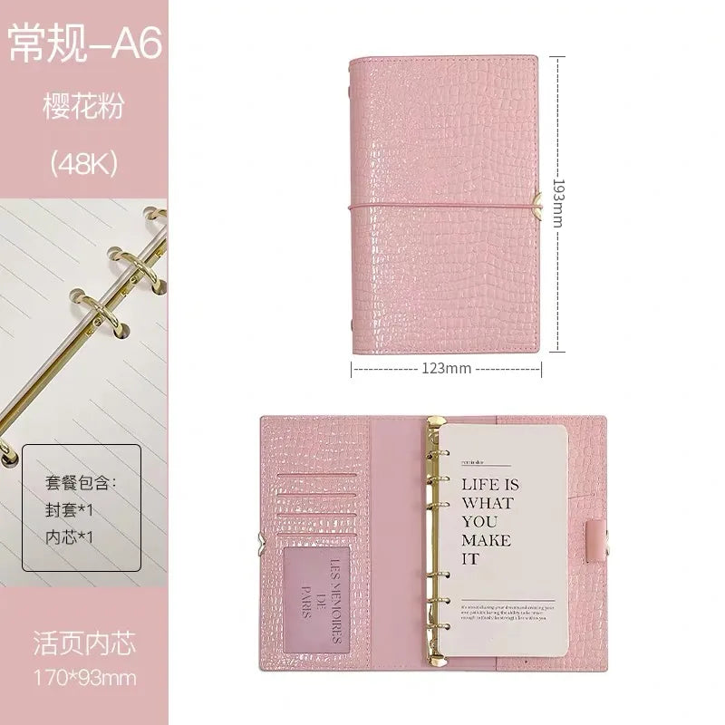 Crocodile Texture Loose-Leaf Journal — Refillable Vintage Notebook, B5/M5