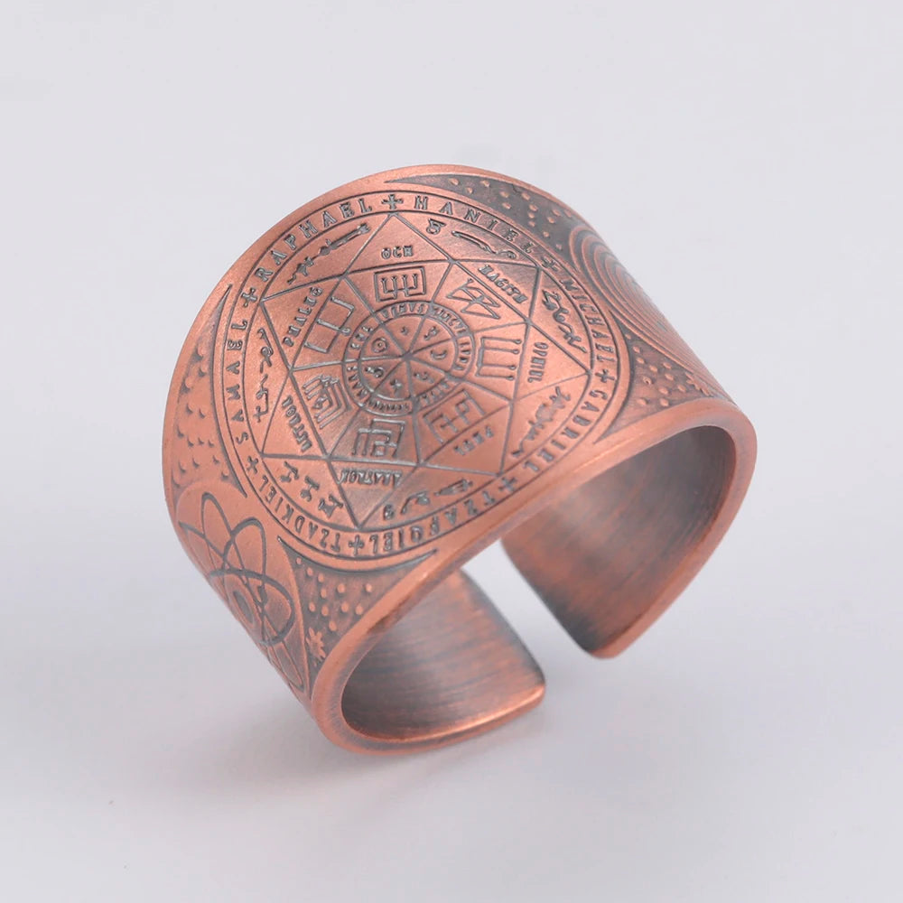 Seal of the 7 Archangels Protection Ring — Metatron Cube Lilith Solomon Amulet
