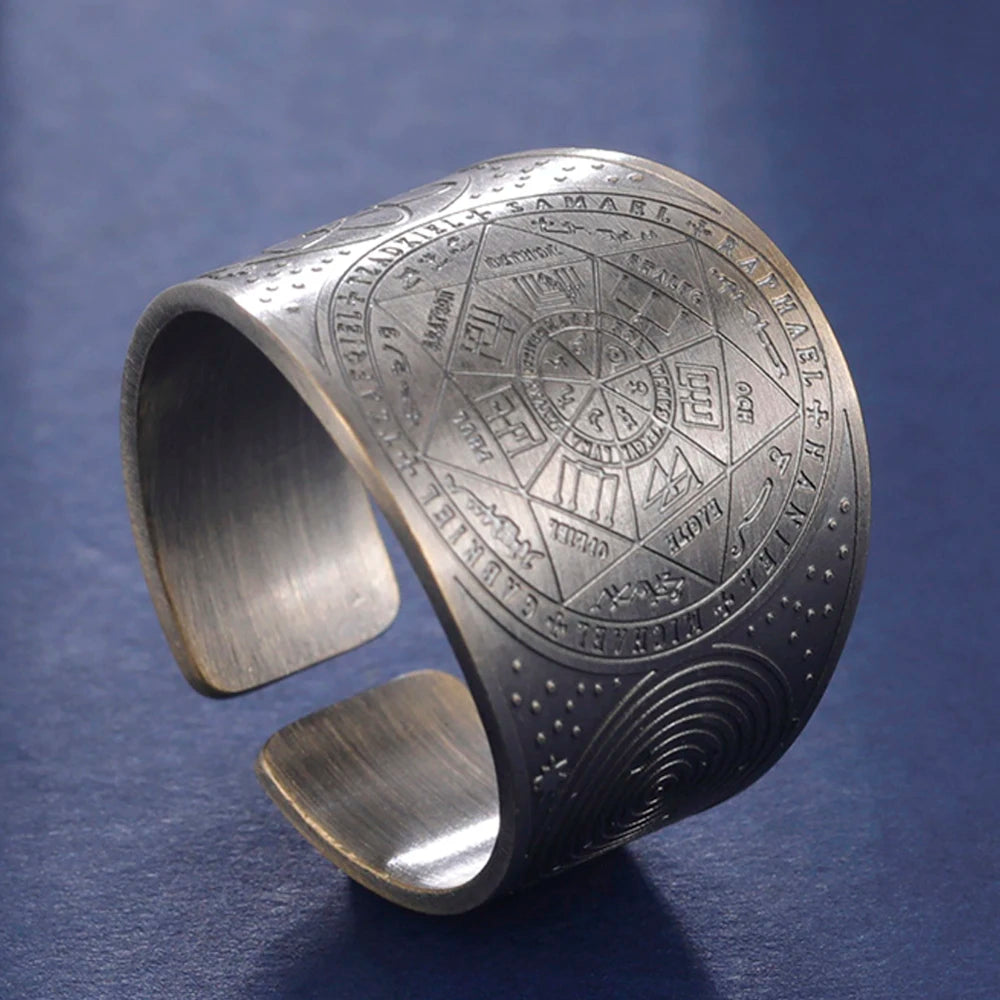 Seal of the 7 Archangels Protection Ring — Metatron Cube Lilith Solomon Amulet