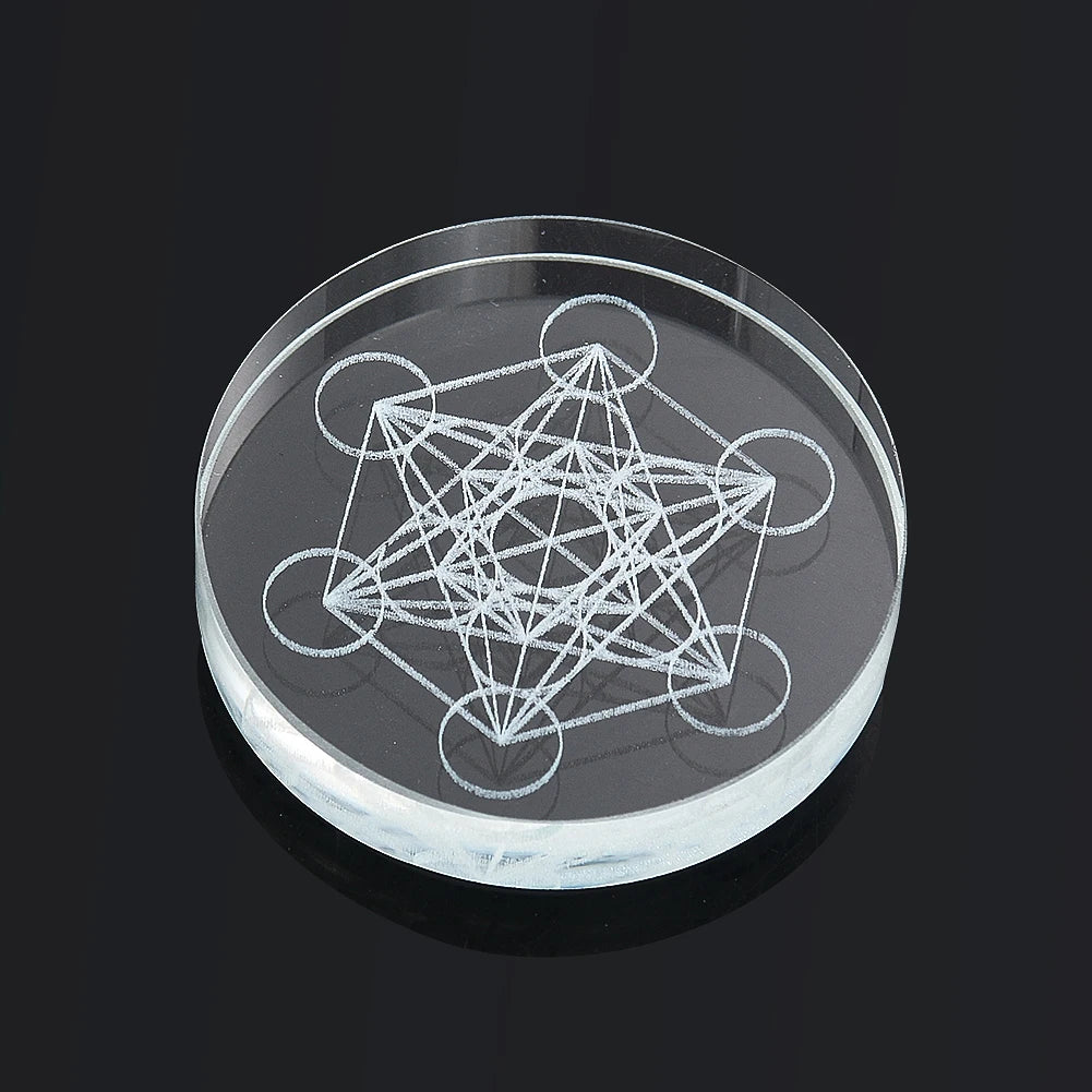 Metatron Cube Crystal Ball Stand — Sacred Geometry Wooden Altar Holder