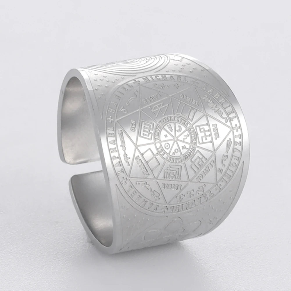Seal of the 7 Archangels Protection Ring — Metatron Cube Lilith Solomon Amulet