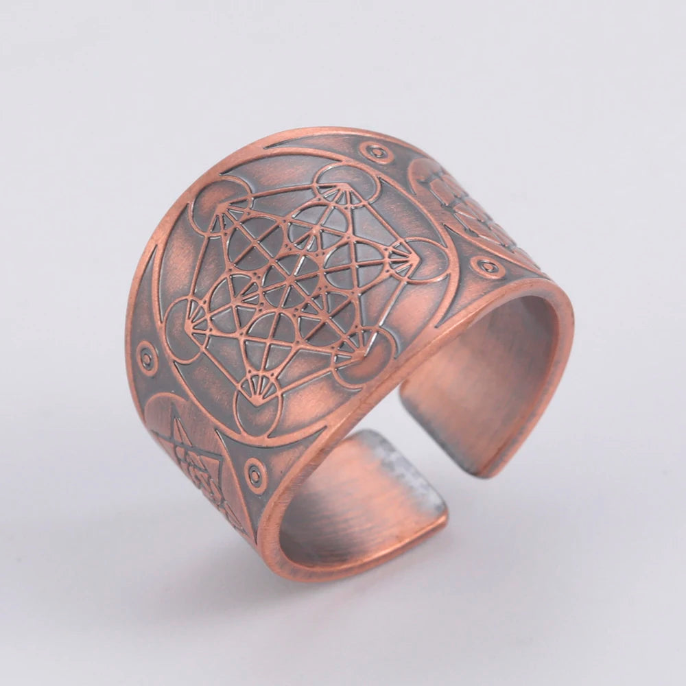 Seal of the 7 Archangels Protection Ring — Metatron Cube Lilith Solomon Amulet