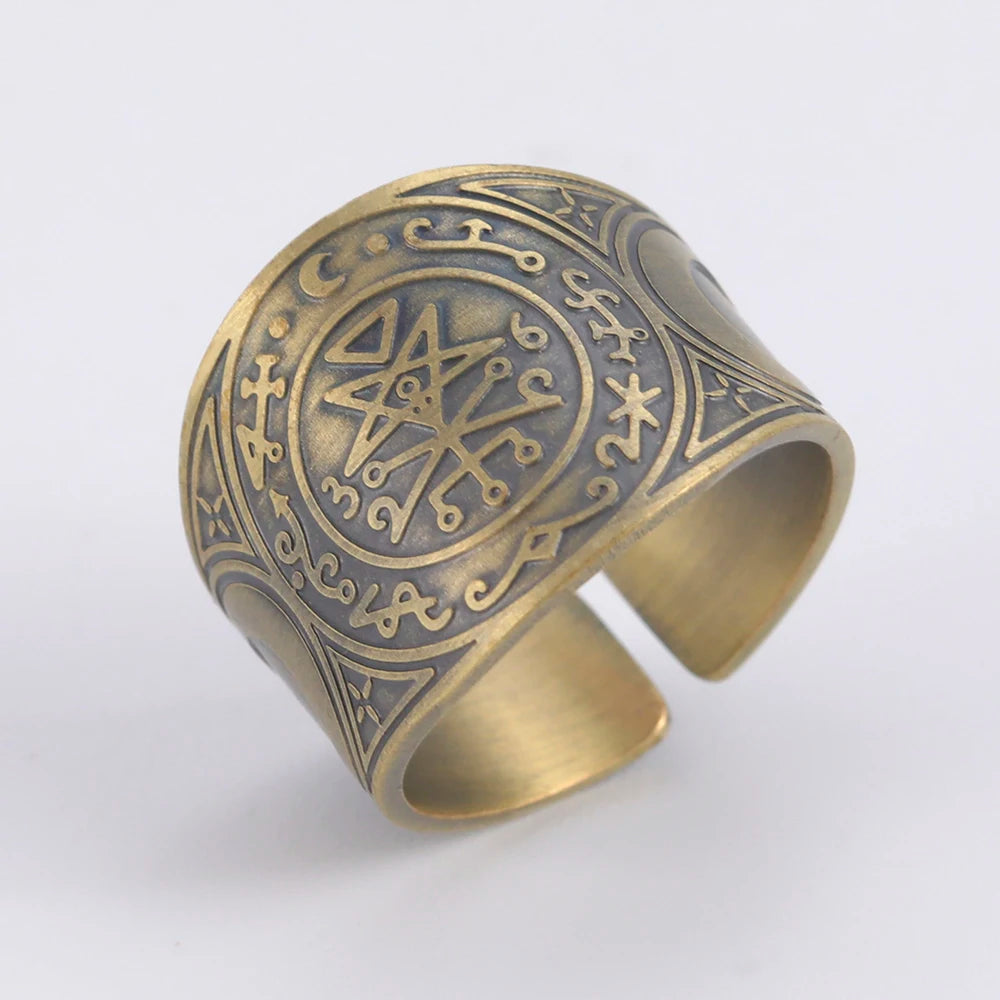 Seal of the 7 Archangels Protection Ring — Metatron Cube Lilith Solomon Amulet