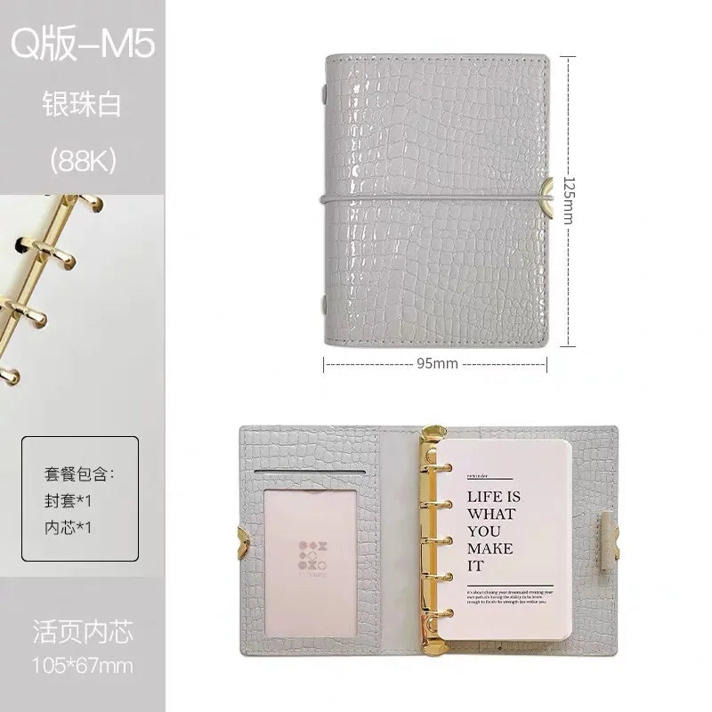 Crocodile Texture Loose-Leaf Journal — Refillable Vintage Notebook, B5/M5