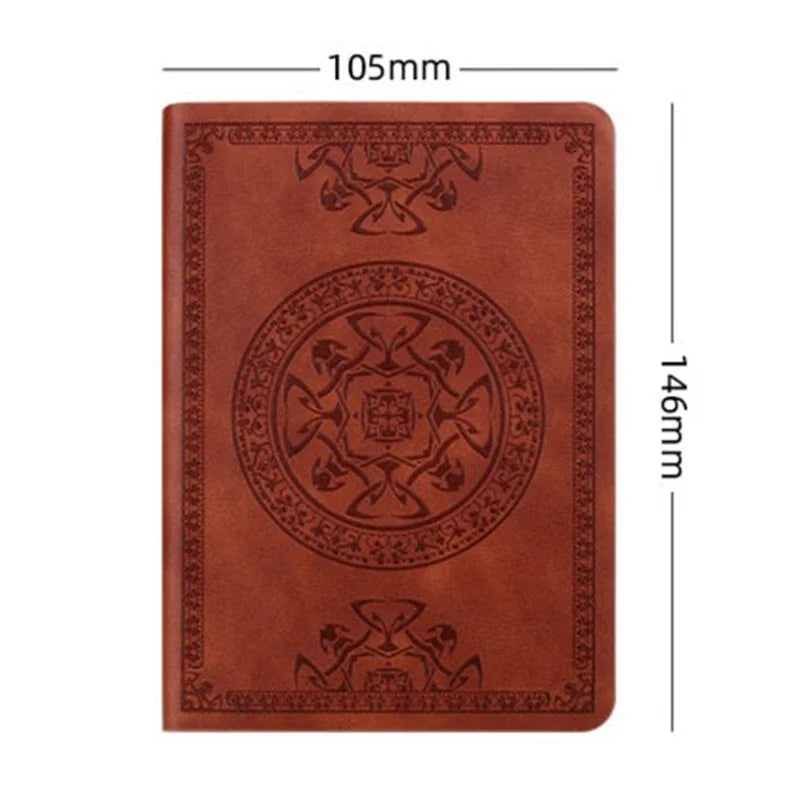 Vintage Leather Notebook Diary — Portable Embossed Journal, A6 Stationery Gift