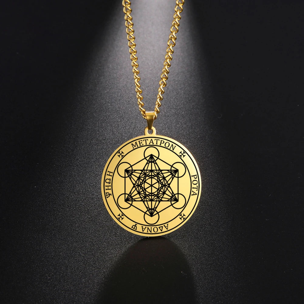 Archangel Metatron Seal Necklace — Solomon Kabbalah Amulet, Stainless Steel
