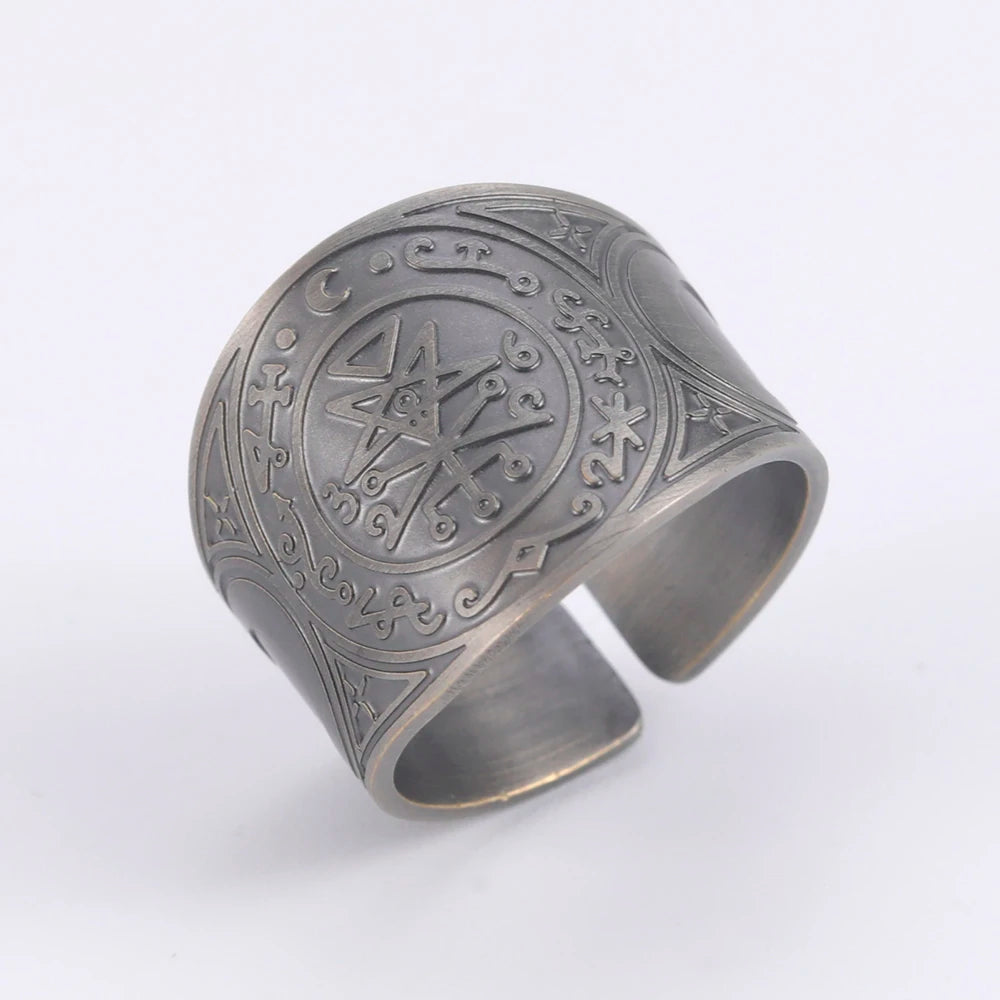 Seal of the 7 Archangels Protection Ring — Metatron Cube Lilith Solomon Amulet