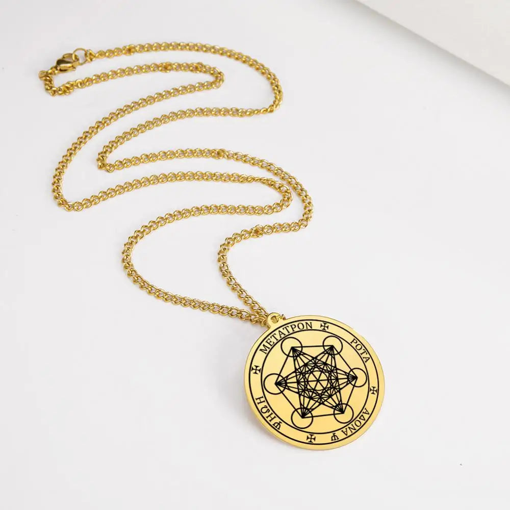 Archangel Metatron Seal Necklace — Solomon Kabbalah Amulet, Stainless Steel