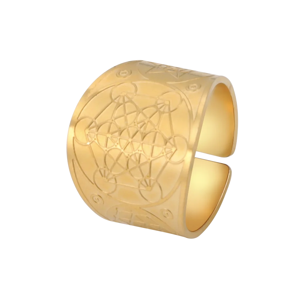 Seal of the 7 Archangels Protection Ring — Metatron Cube Lilith Solomon Amulet