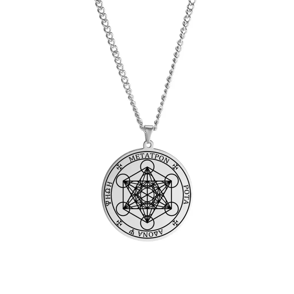 Archangel Metatron Seal Necklace — Solomon Kabbalah Amulet, Stainless Steel