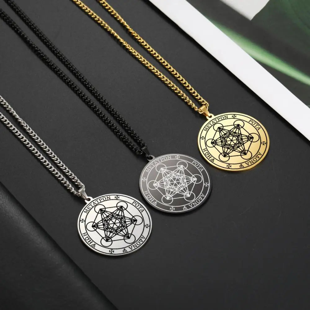 Archangel Metatron Seal Necklace — Solomon Kabbalah Amulet, Stainless Steel