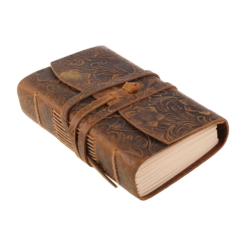 Handmade Leather Bound Journal — Vintage Wrap Tie Notebook, 165 x 215mm