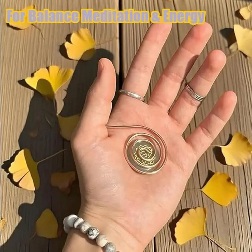 Copper Palm Reiki Spiral Ring — Energy Healing Meditation Hand Cuff