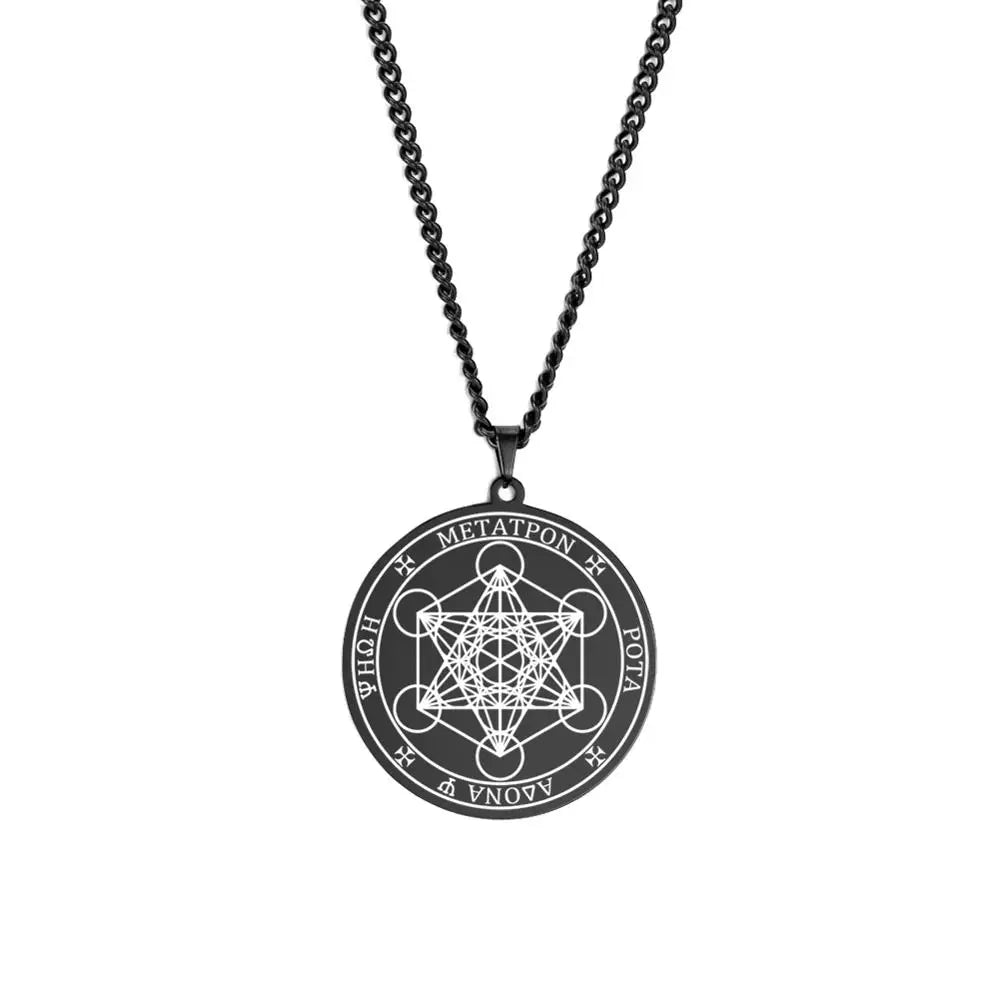 Archangel Metatron Seal Necklace — Solomon Kabbalah Amulet, Stainless Steel