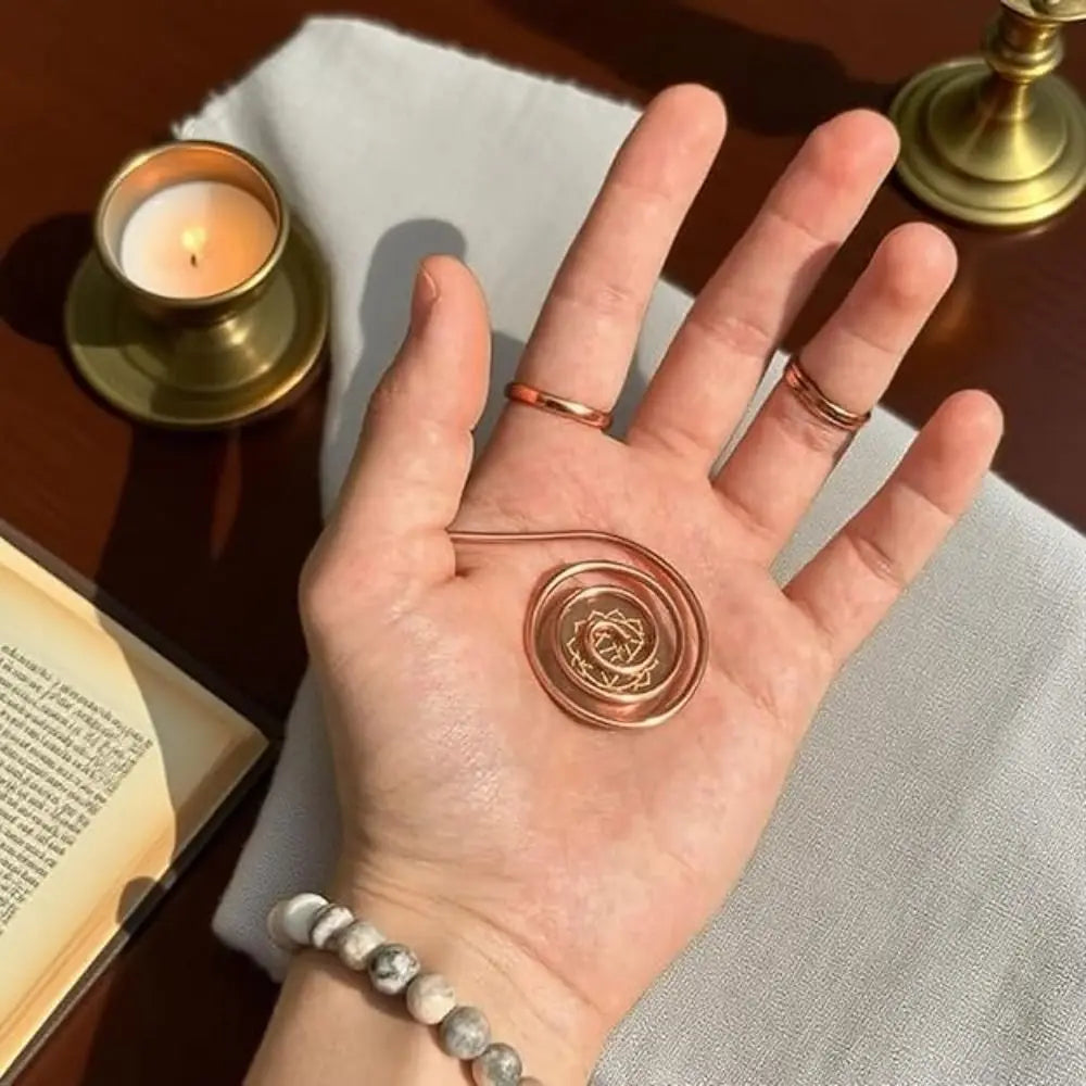 Copper Palm Reiki Spiral Ring — Energy Healing Meditation Hand Cuff