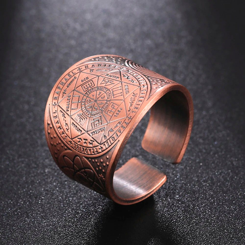 Seal of the 7 Archangels Protection Ring — Metatron Cube Lilith Solomon Amulet