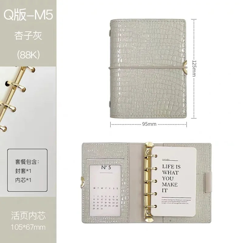 Crocodile Texture Loose-Leaf Journal — Refillable Vintage Notebook, B5/M5