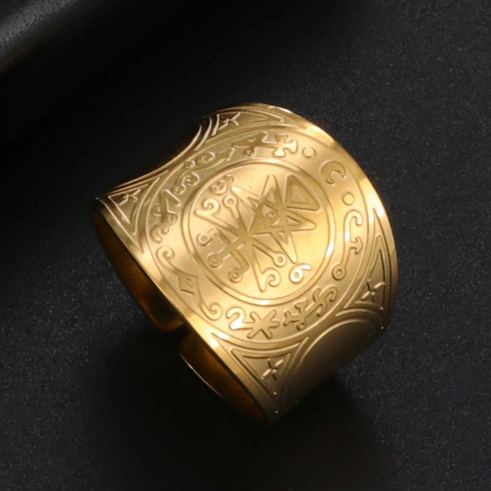 Seal of the 7 Archangels Protection Ring — Metatron Cube Lilith Solomon Amulet