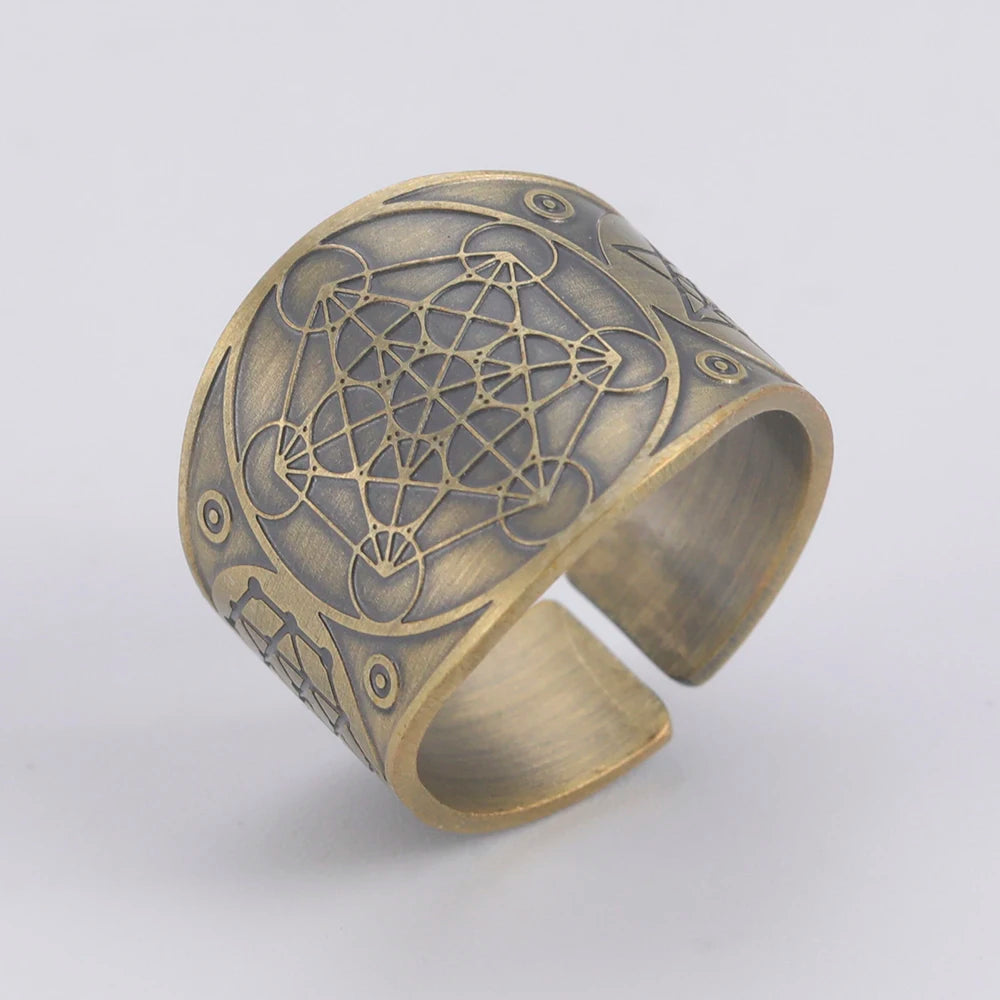 Seal of the 7 Archangels Protection Ring — Metatron Cube Lilith Solomon Amulet