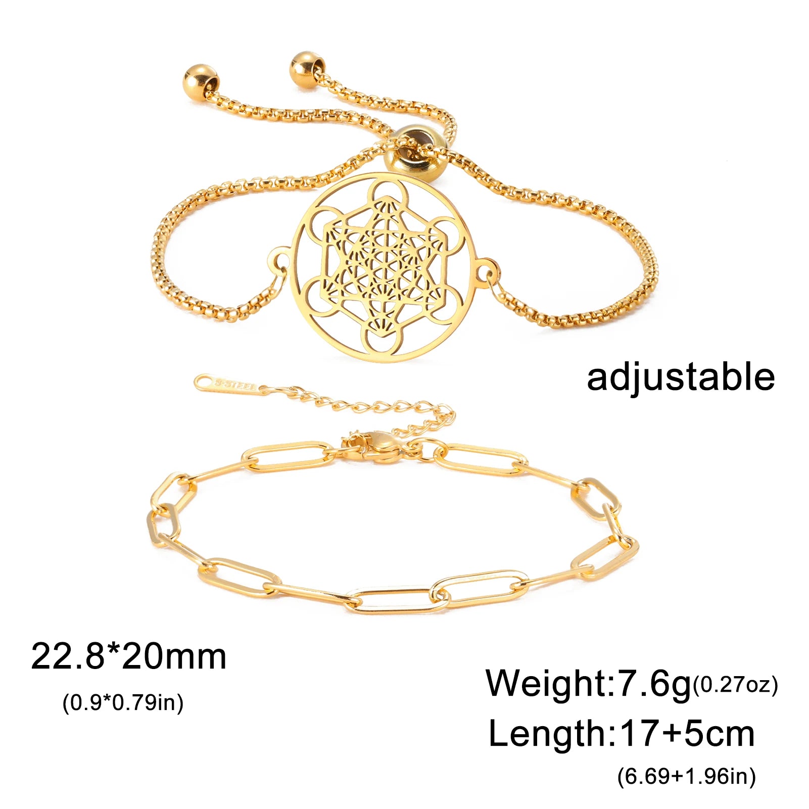 Metatron Cube Bracelet — Sacred Geometry Stainless Steel Spiritual Amulet