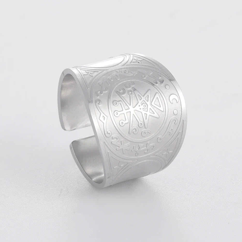 Seal of the 7 Archangels Protection Ring — Metatron Cube Lilith Solomon Amulet