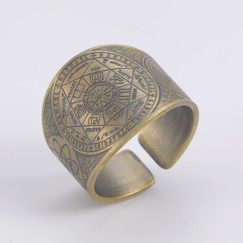 Seal of the 7 Archangels Protection Ring — Metatron Cube Lilith Solomon Amulet