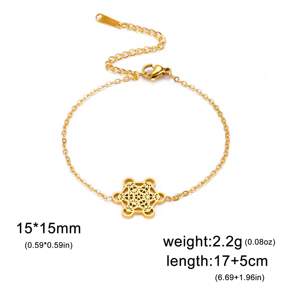 Metatron Cube Bracelet — Sacred Geometry Stainless Steel Spiritual Amulet